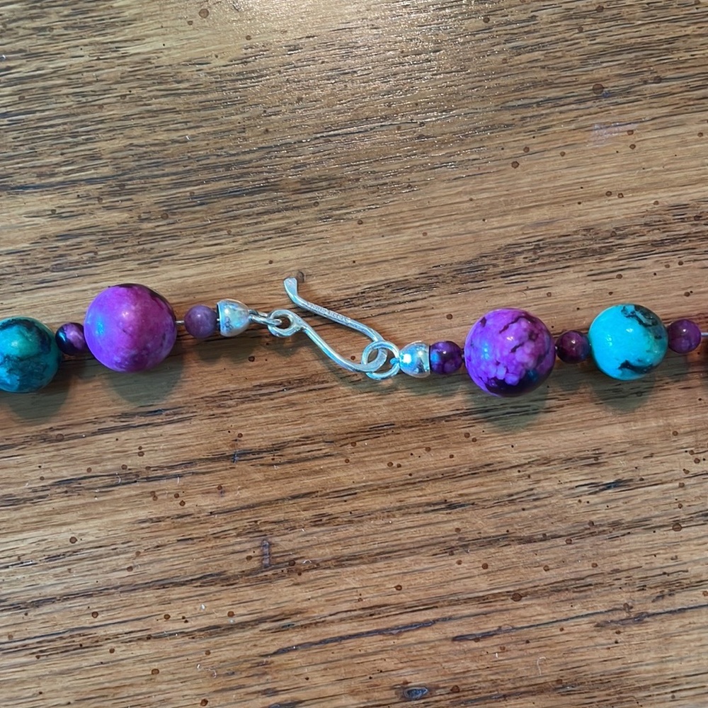 Jay King Purple and Green Plume Stone Beaded 36” Necklace - Picture 4 of 6